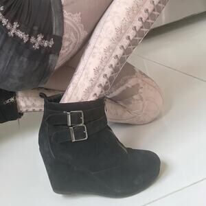 Isabel Marant Style Wedge Moto Boots Buckle Strap Indie Sleaze Tumblr